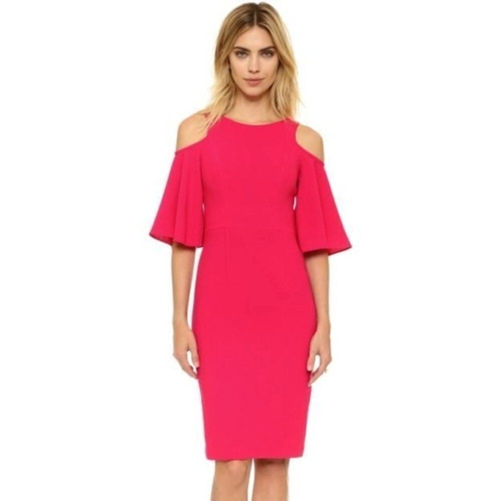 Pink‎ Sheath Adara Sheath Cocktail Midi Dress 0